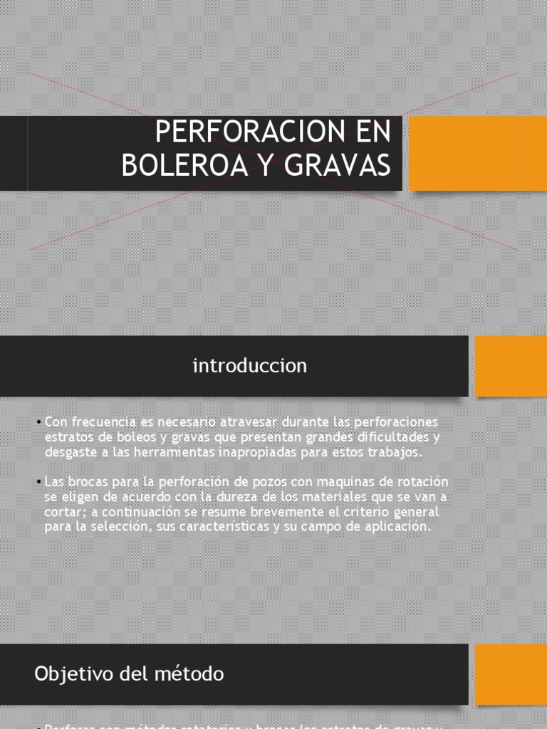 Perforación en Boleos y Gravas | PDF | Roca (geología) | Acero