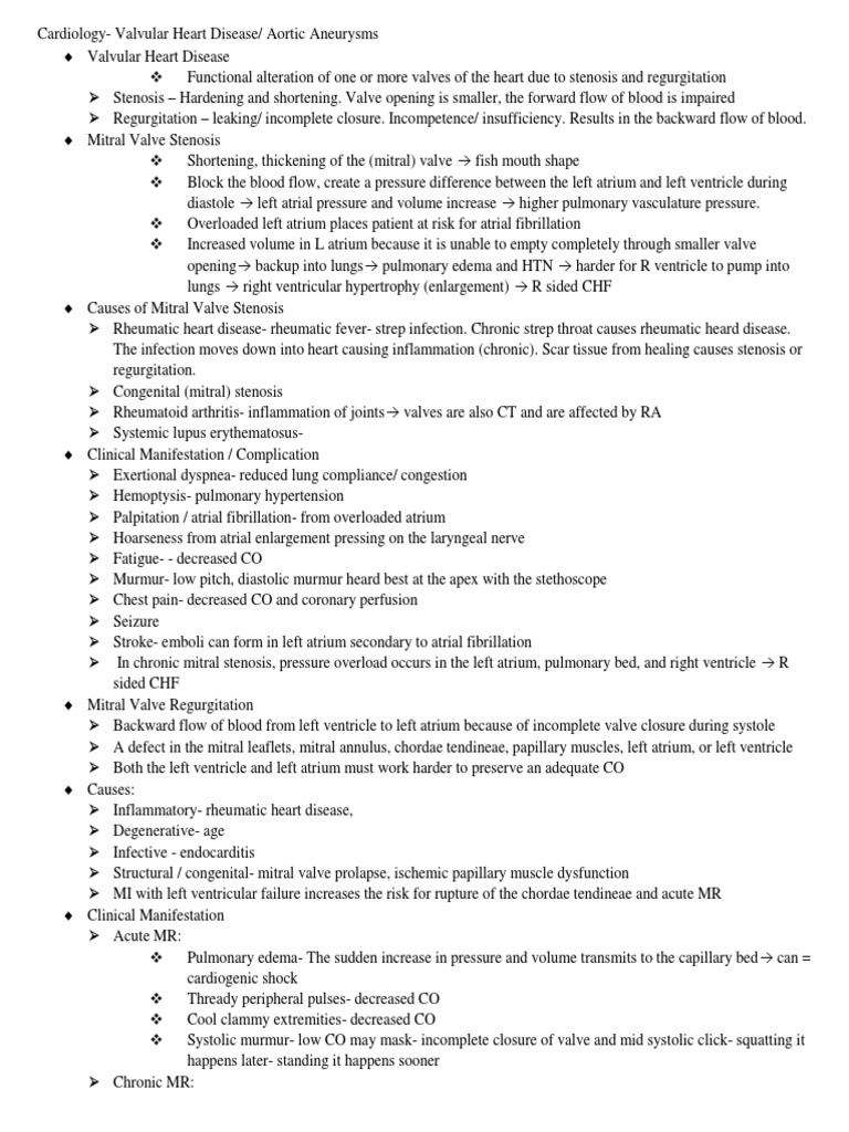 Valvular Heart Disease Overview | PDF | Heart Failure | Heart Valve