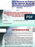 Intervenciones iniciales del enfermero en el paciente politraumatizado