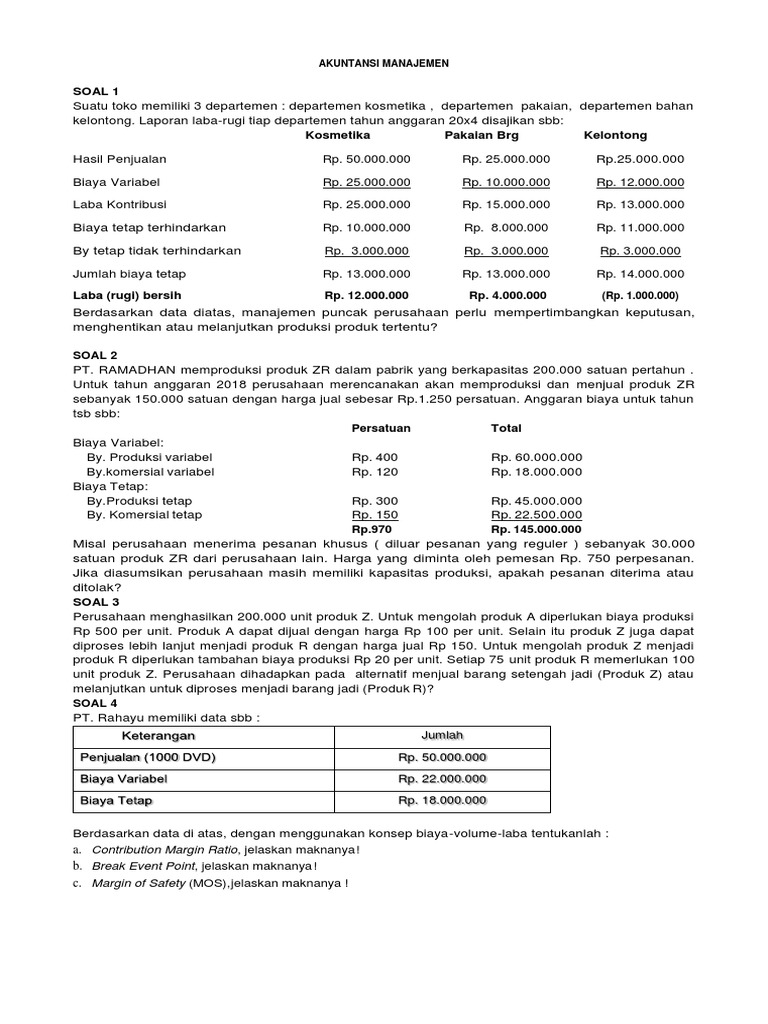 Soal Uts Akuntansi Manajemen Pdf