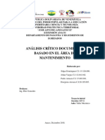 Analisis Critico Documental Basado en El Area de Mantenimiento