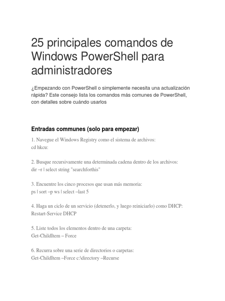 Comandos De Windows Powershell
