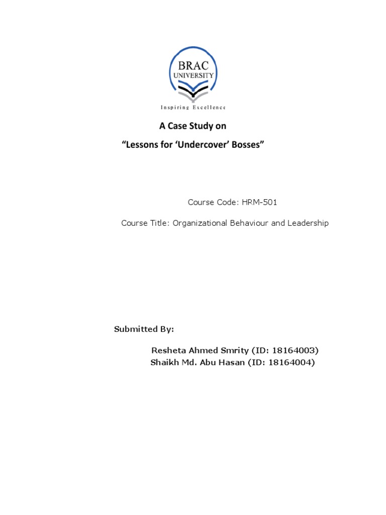 Lessons For Undercover Bosses PDF Employment Leadership