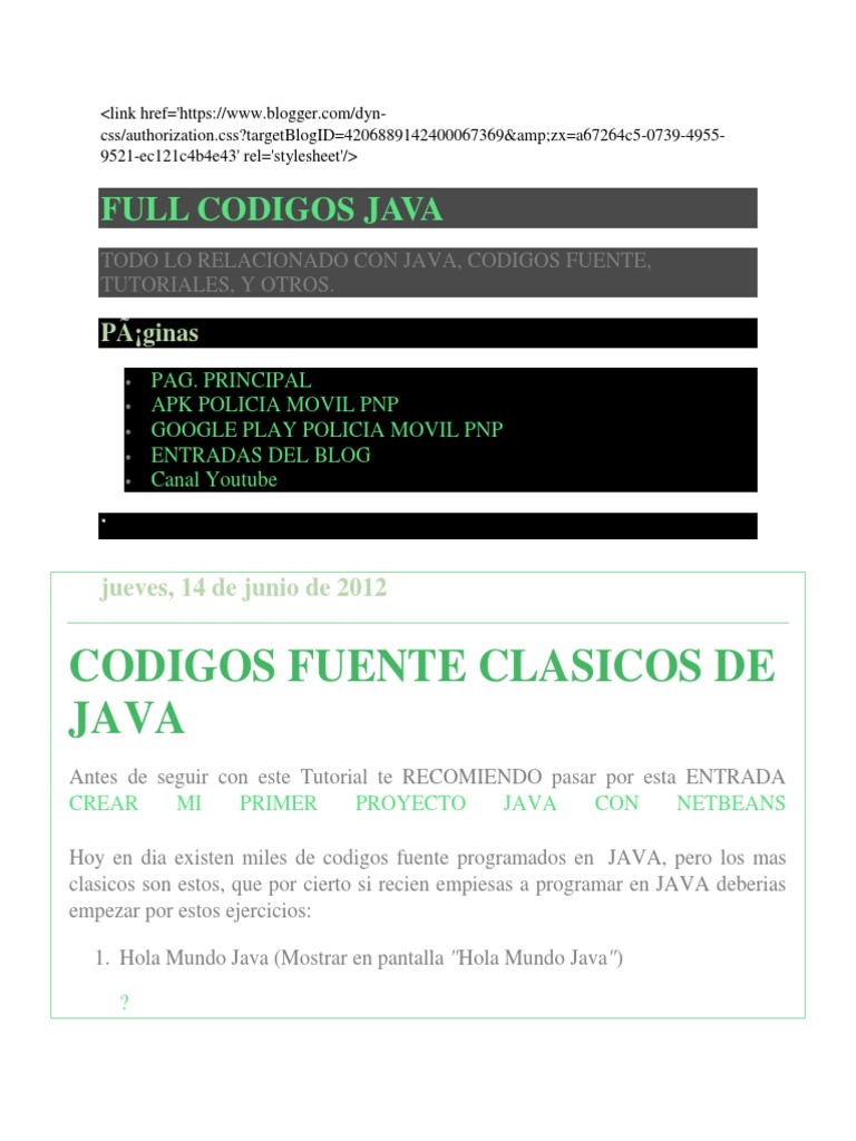 Códigos Clásicos Java: Ejercicios Básicos | PDF | Java (lenguaje de ...