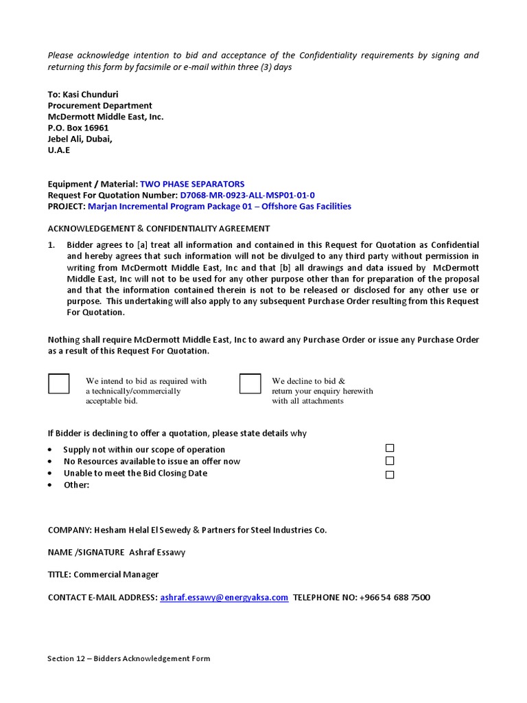 D7068-Bidder Acknowledgement PDF Business