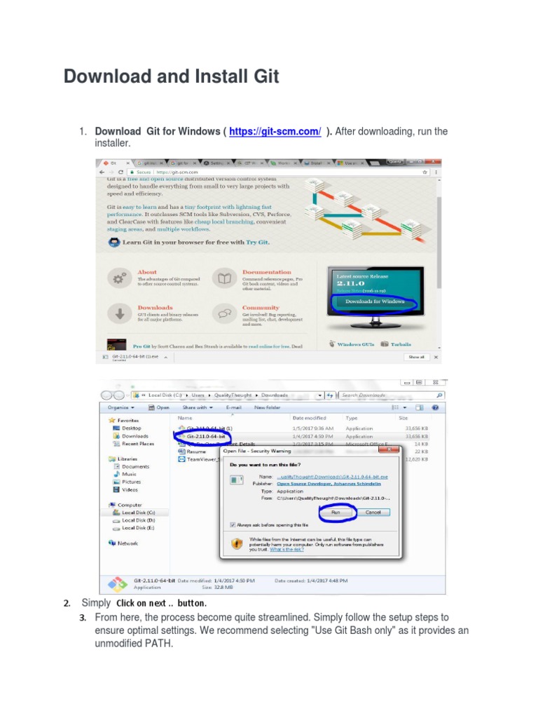 GIT For Windows Flowing Steps | PDF
