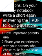 Directions: On Your Activity Notebook Write A Short Essay Answering The Following Questions