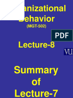 Organizational Behaviour - MGT502 Power Point Slides Lecture 8