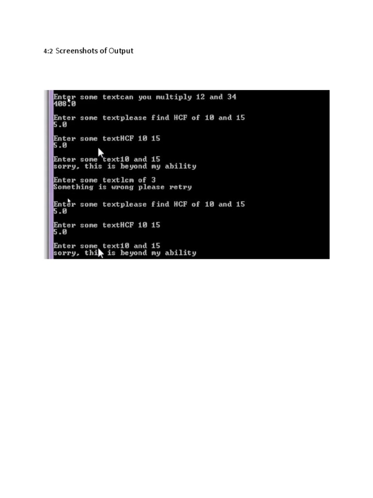 Screenshots of Output | PDF