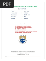 Design and Analysis of Algorithms: Lab Manual