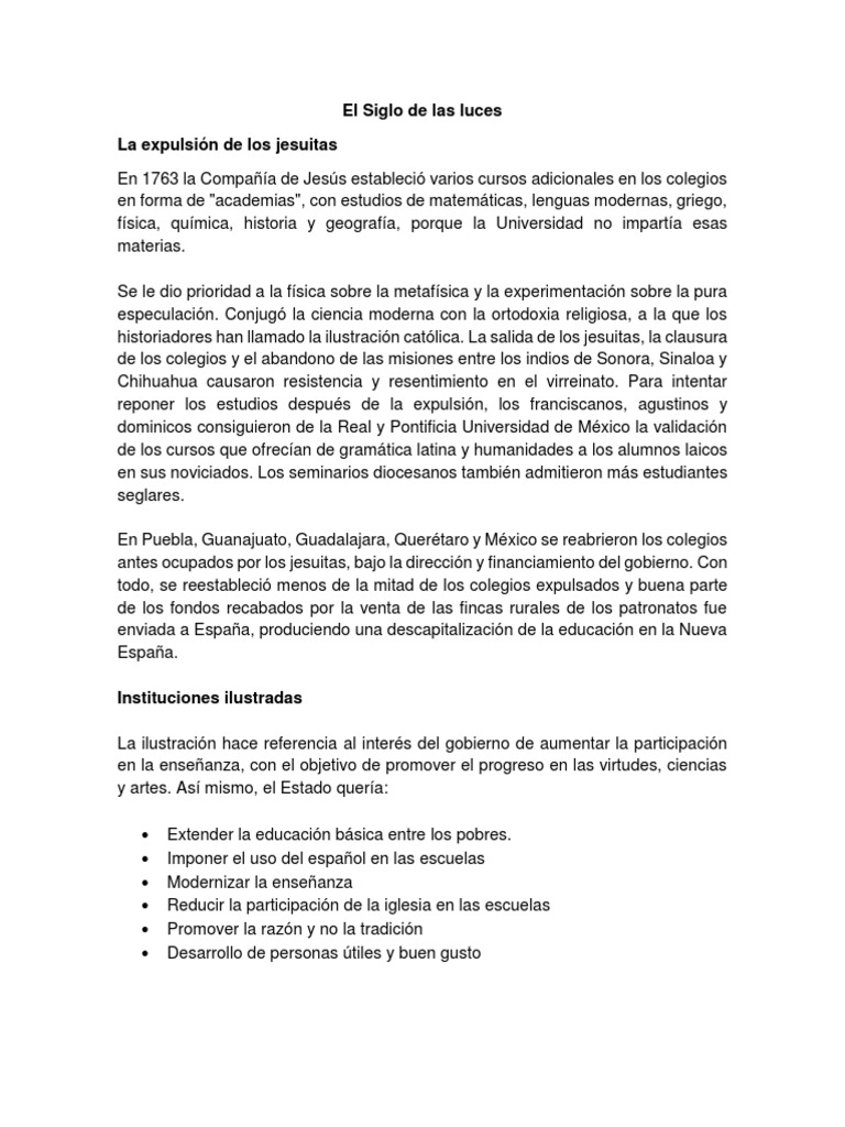 El Siglo de Las Luces (Resumen) Era de iluminacion