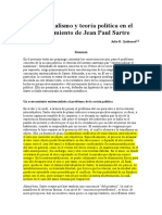 Existencialismo y Teoría Política en El Pensamiento de Sartre