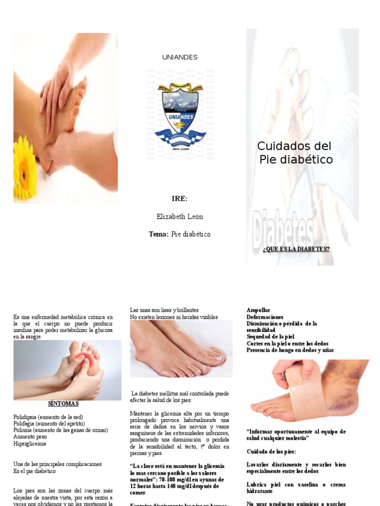 Triptico Pie Diabetico PDF Diabetes mellitus Especialidades Medicas