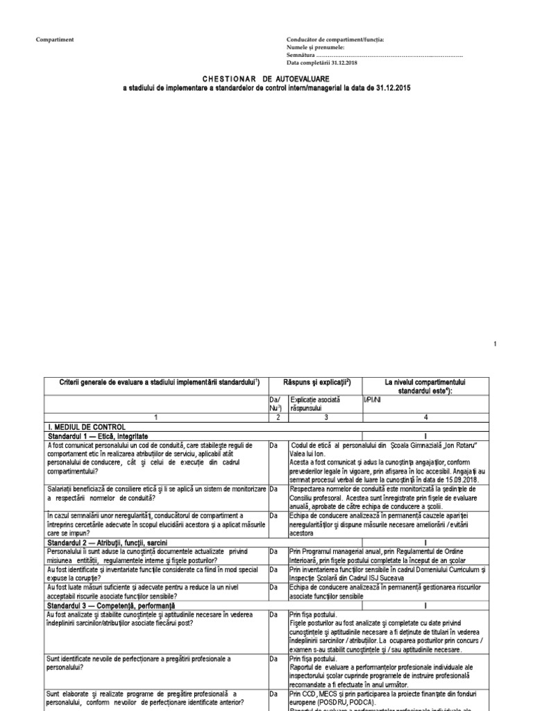 Chestionar de Autoevaluare SCIM | PDF