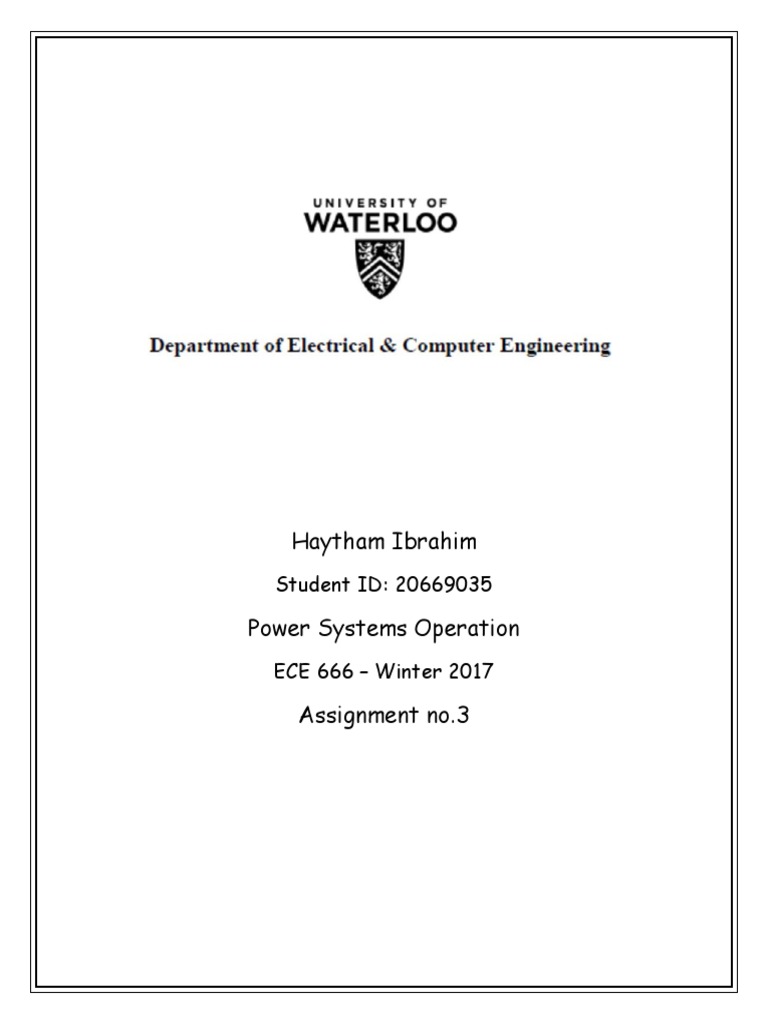 Power Systems Operation Assignment 3 | PDF | Watt | Electrical Engineering