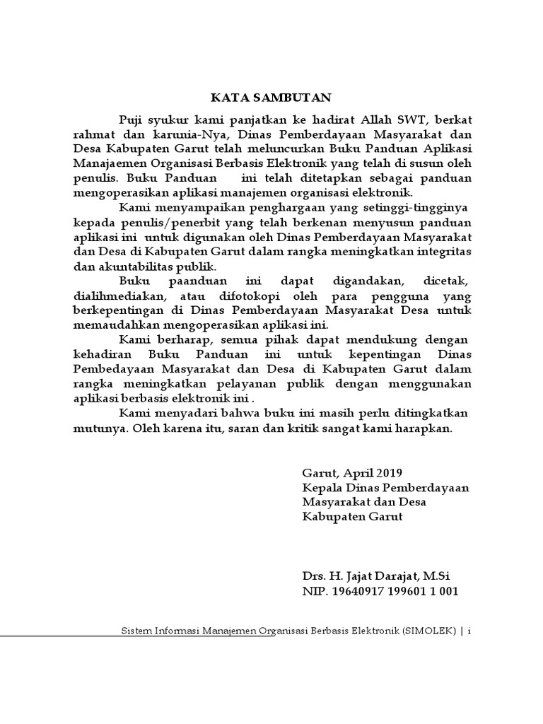 Panduan Aplikasi SIMOLEK Garut | PDF