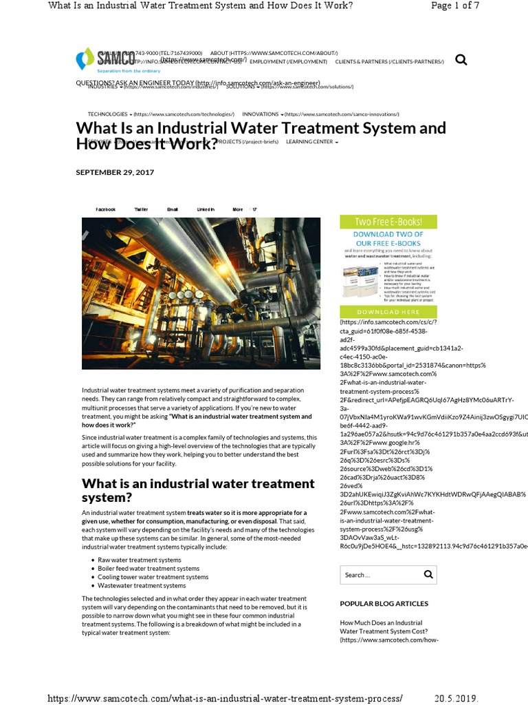 What Is An Industrial Water Treatment | PDF | Water Purification | Membrane
