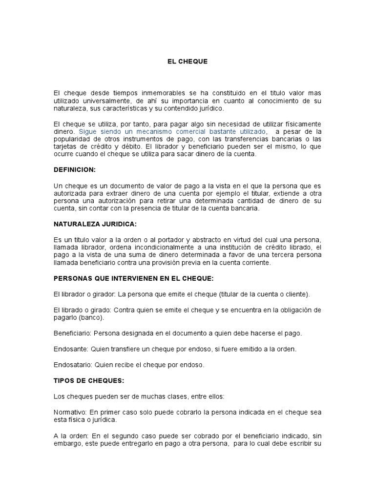 El Cheque Exp. | PDF | Cheque | Bancario