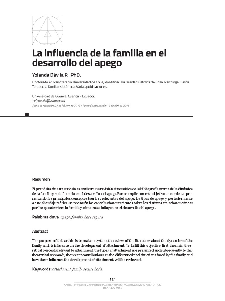 Influencia Familiar en el Apego Infantil | PDF | Teoría de apego | Familia