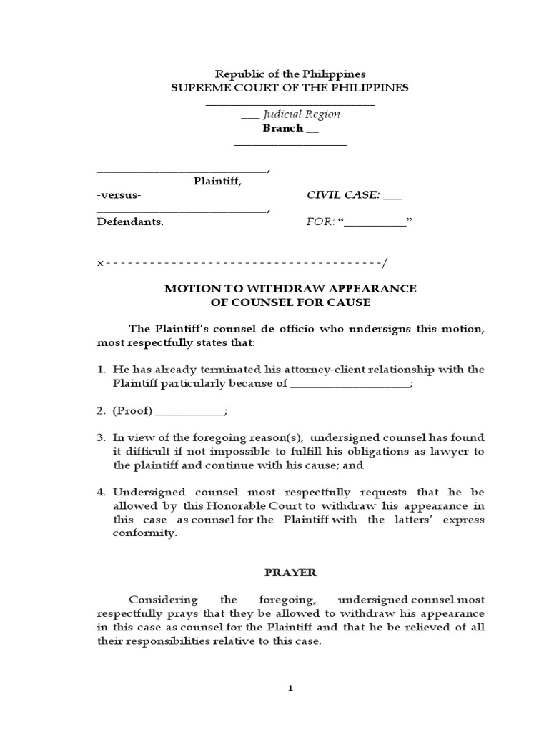 Motion To Withdraw As Counsel PDF
