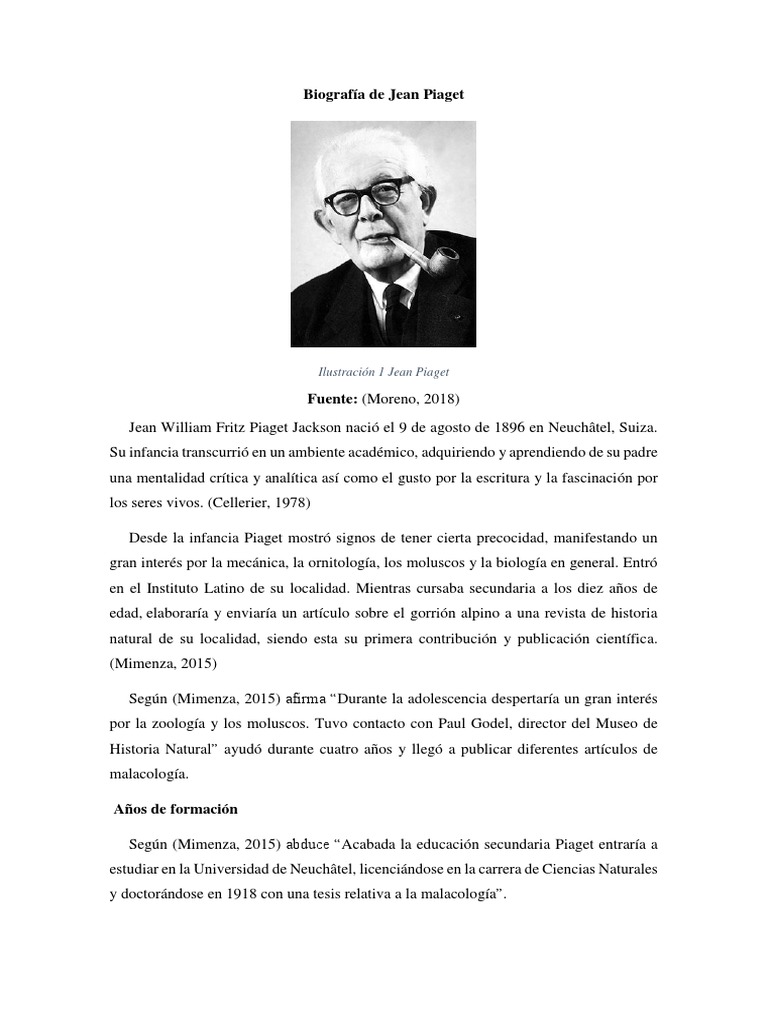Biografía de Jean Piaget | PDF | Desarrollo cognitivo | Interacciones ...
