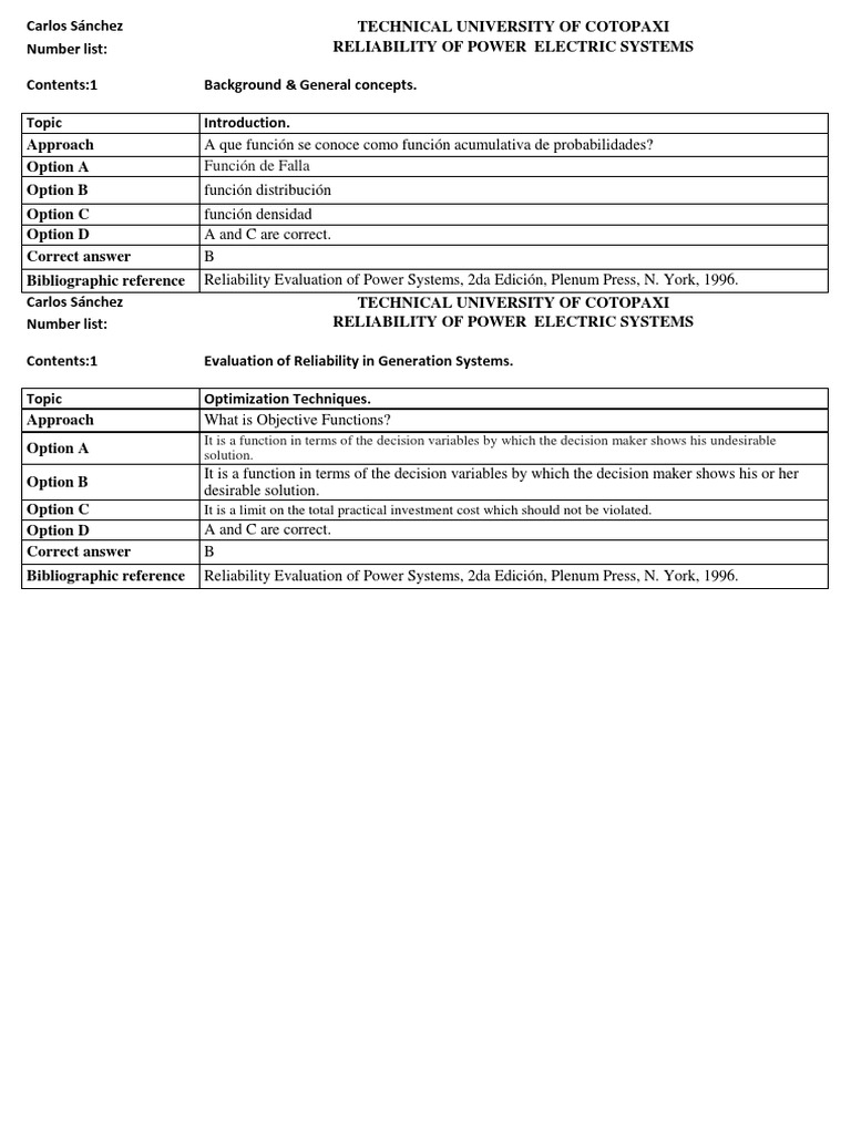 Reliability of Electric Power Systems | PDF