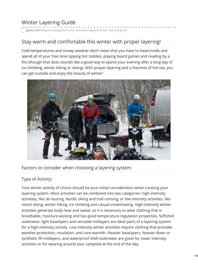 Arc'teryx Winter Layering Guide | PDF | Clothing | Nature