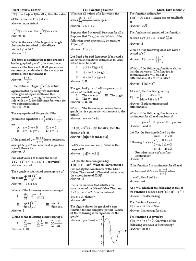 ECE Math Coaching Course Review | PDF | Area | Function (Mathematics)