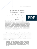 K-12 Education Reform: Problems and Prospects: Maria Rose S. Sergio