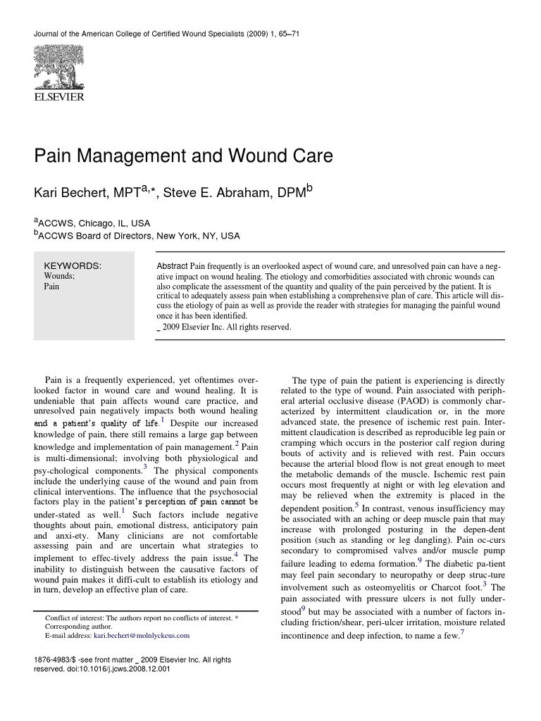 Pain Management in Wound Care | PDF | Pain | Nerve