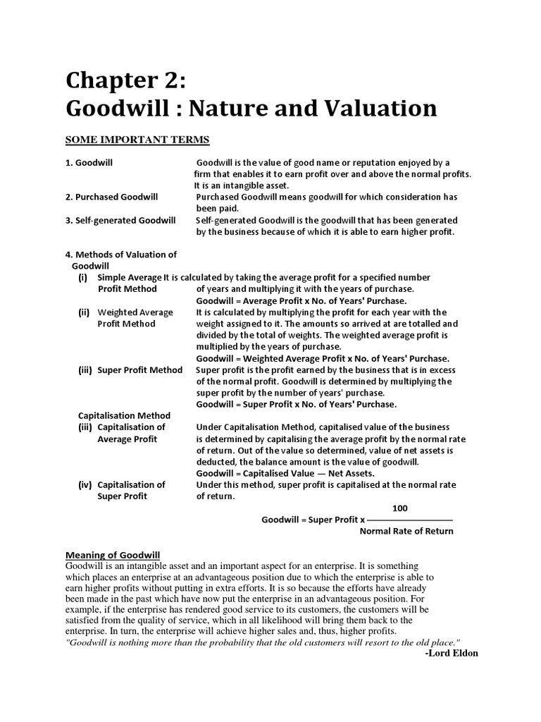 Goodwill Valuation Methods Explained | PDF | Goodwill (Accounting ...