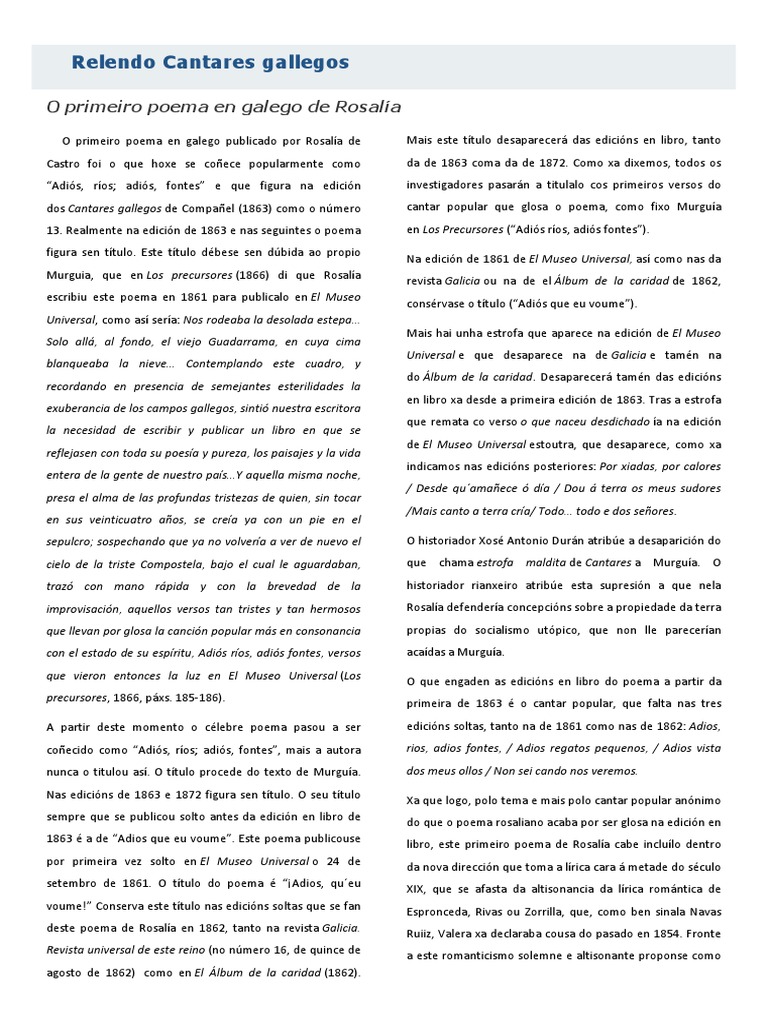 Adios Rios Adios Fontes Poesia Entretenimiento General