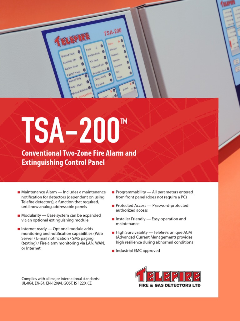 TSA-200 Fire Alarm Control Panel | PDF | Manufactured Goods | Computing