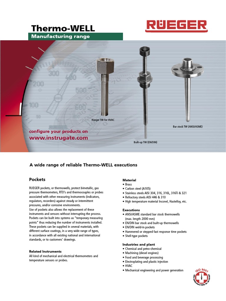 ThermoWELL Manufacturing Range PDF Applied And Interdisciplinary