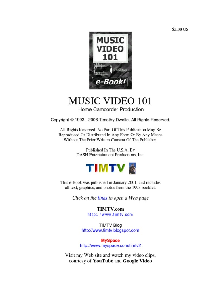 Music Video 101 | PDF | Videocassette Recorder | Sound Recording And ...