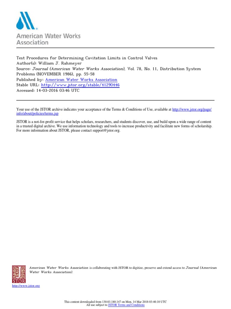 Cavitation Limits Testing in Control Valves | PDF | Pressure | Valve