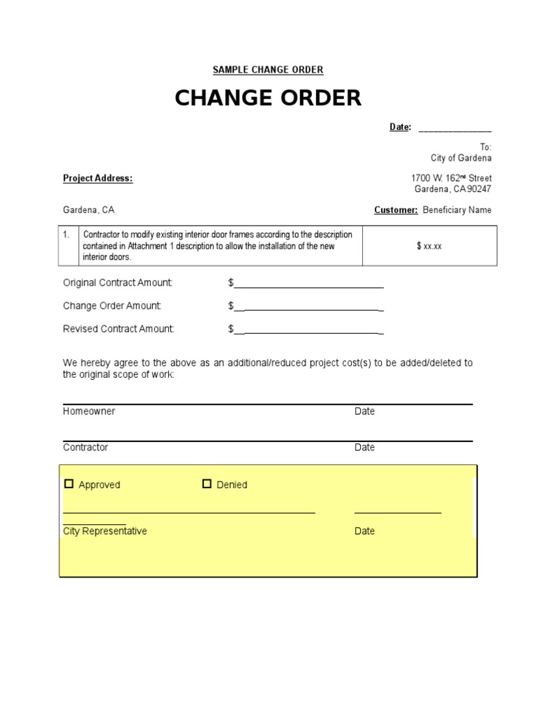 Change Order Template | PDF