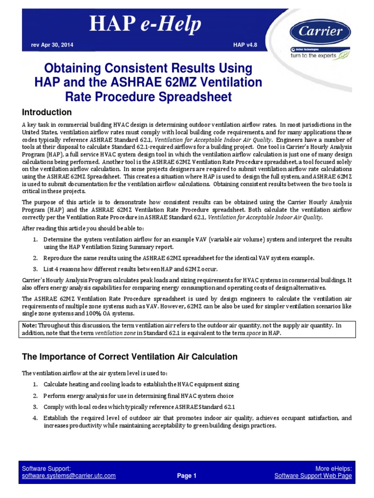 HAP and ASHRAE 62.1 Consistency Guide | PDF | Ventilation (Architecture ...
