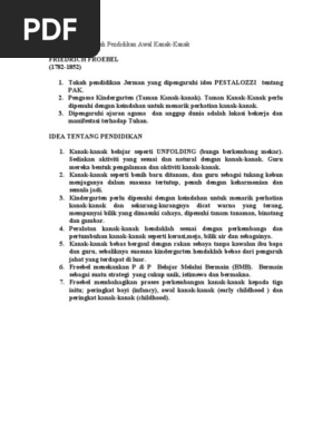 Tokoh Pendidikan Awal Kanak Kanak Froebel Pdf