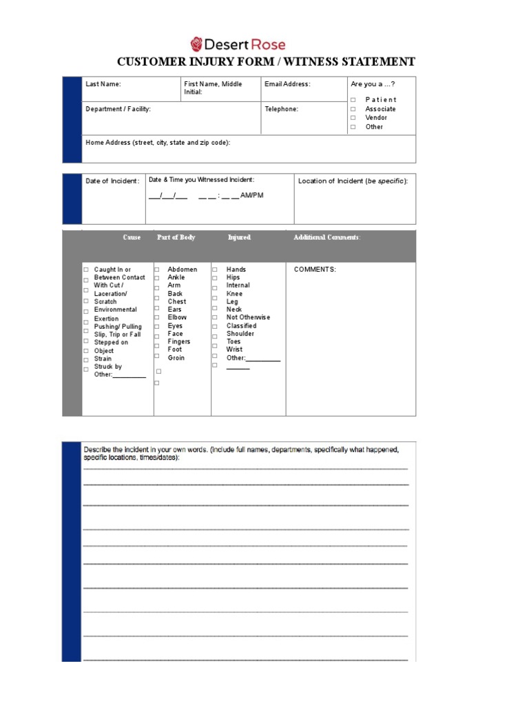 Customer Injury Report Form | PDF | Injury | Sports