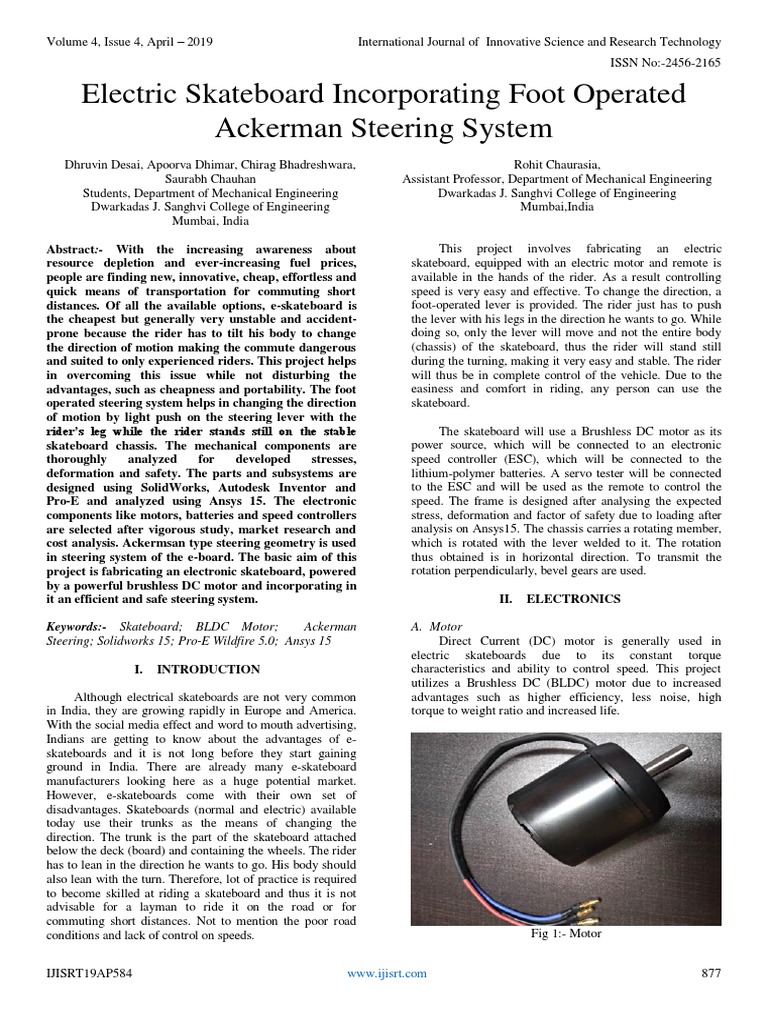 Electric Skateboard Incorporating Foot Operated Ackerman Steering