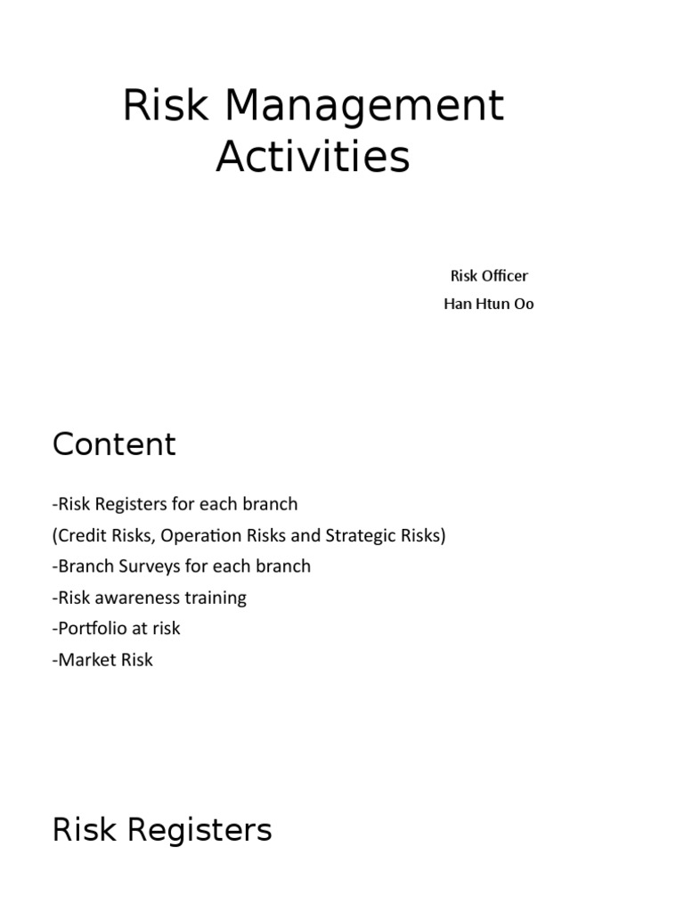 Risk Management Activities Overview | PDF | Business