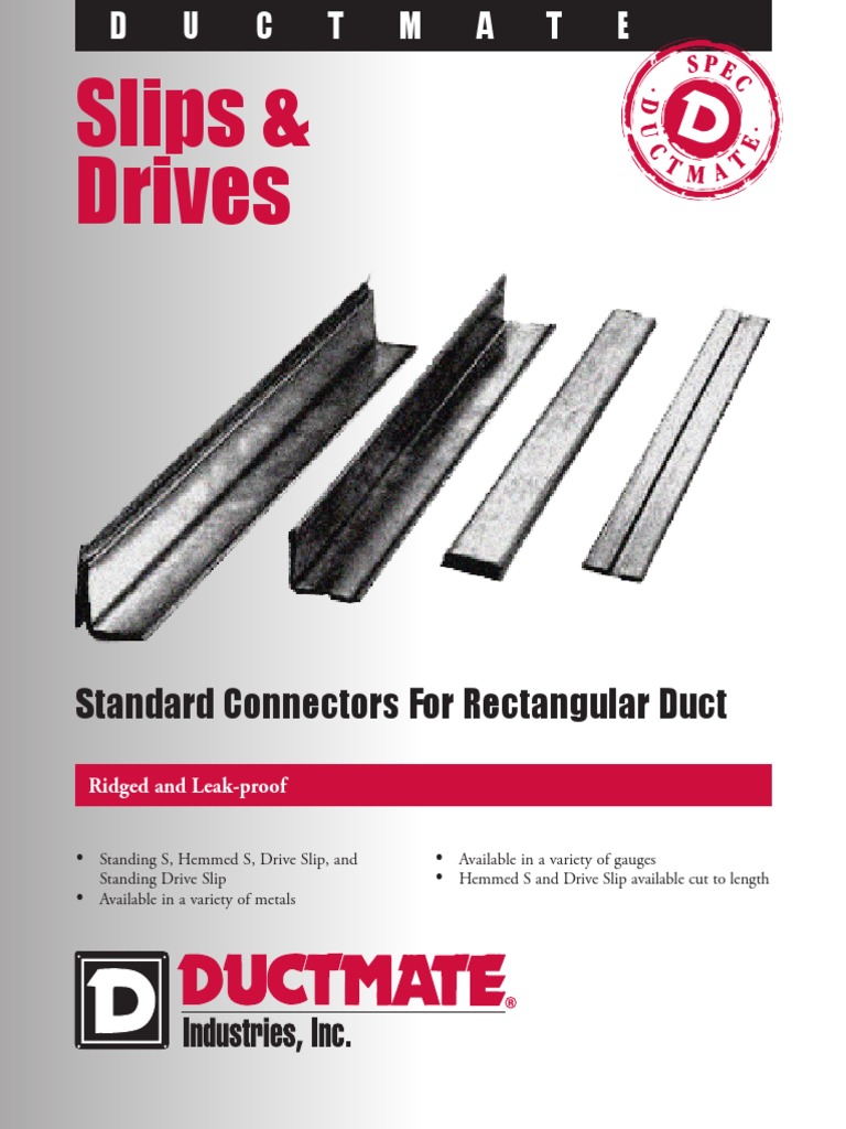 Slips & Drives Standard Connectors For Rectangular Duct PDF