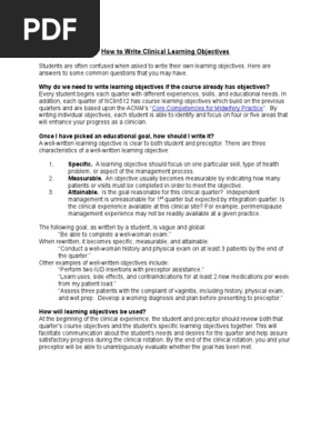 How to Write Clinical Learning Objectives