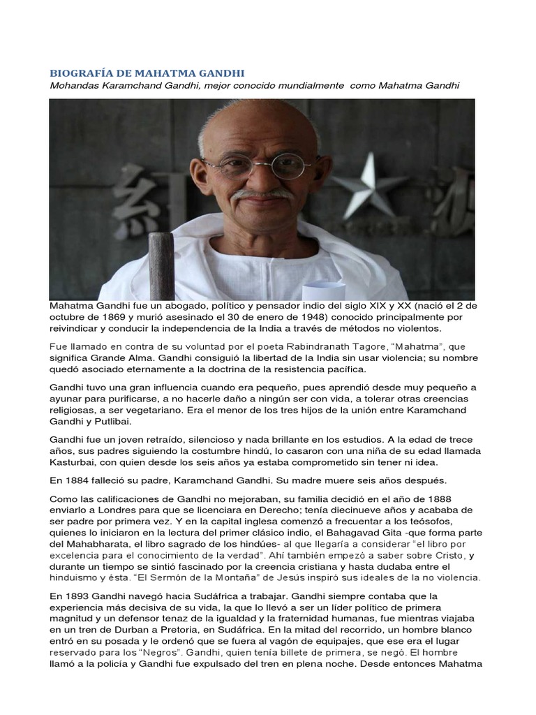 Biografía de Mahatma Gandhi Mahatma Gandhi Política