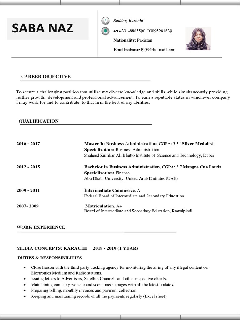 Saba CV Word 1 | PDF | United Arab Emirates | Invoice