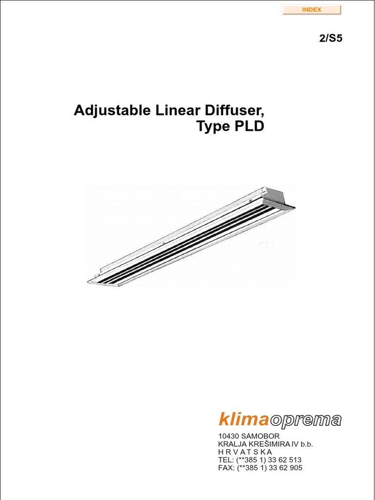 Oprema Oprema: Adjustable Linear Diffuser, Type PLD | PDF | Duct (Flow ...