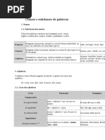 Classes e Subclasses de Palavras - Síntese
