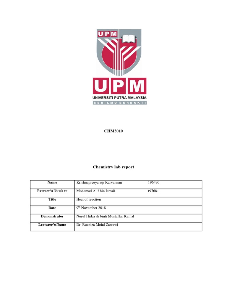 Heat of Reaction Lab Report PDF Enthalpy Heat