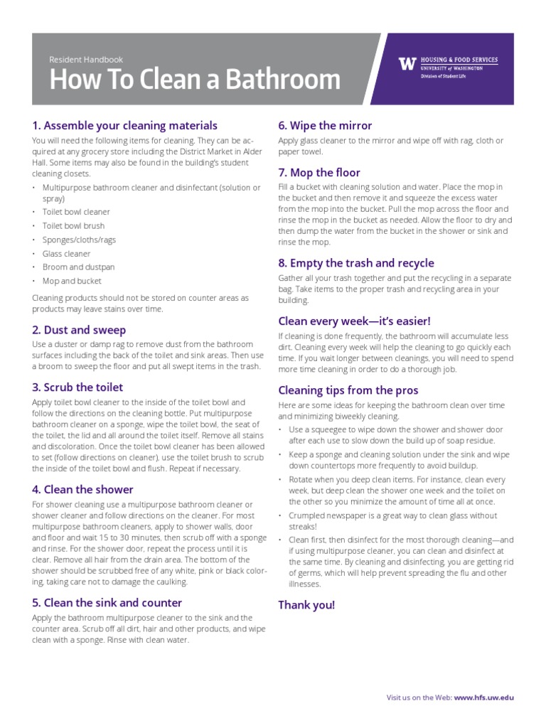 How To Clean A Bathroom | PDF | Housekeeping | Home